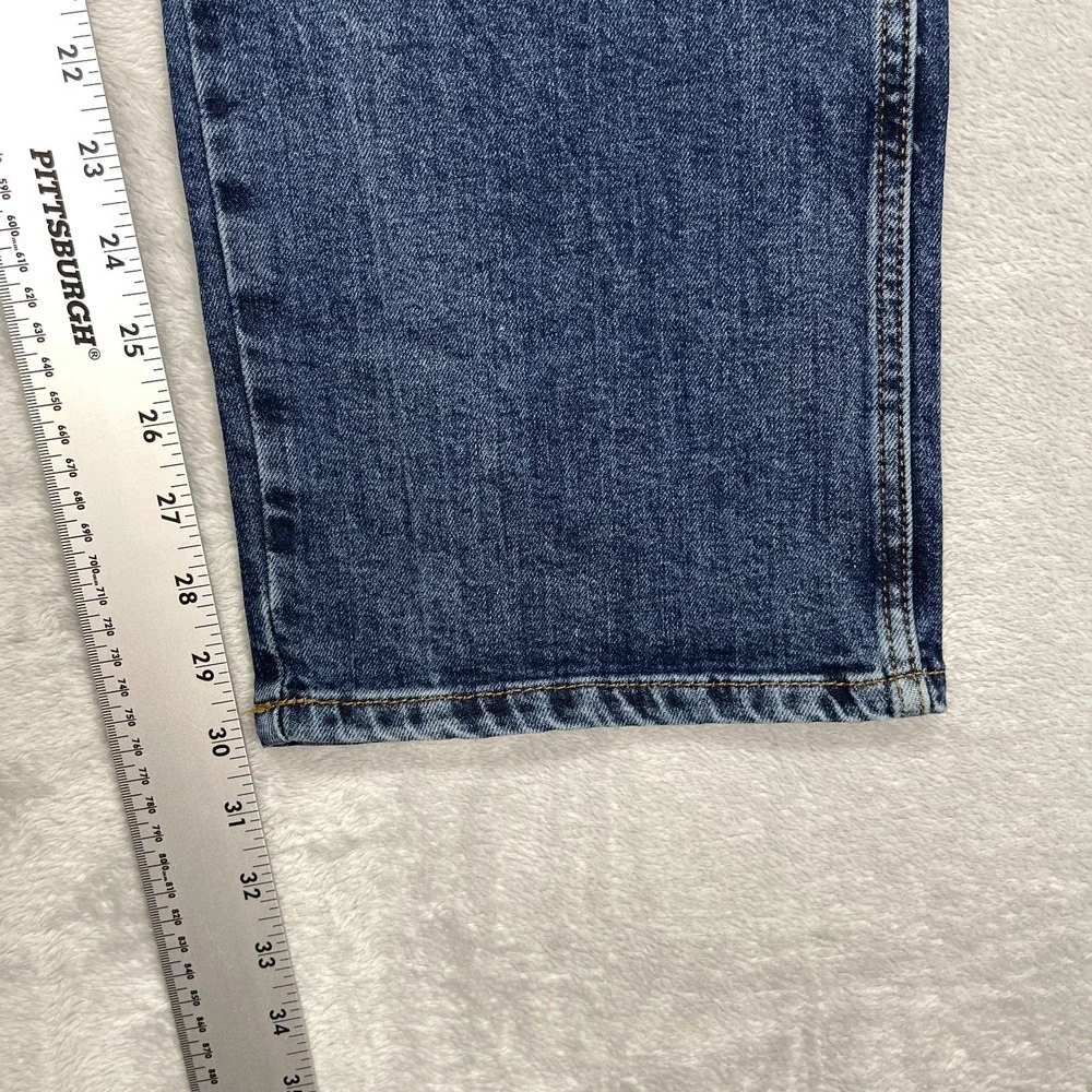Wrangler Jeans Mens 36x30 Blue Denim Dark Wash Faded Retro Slim Straight Leg